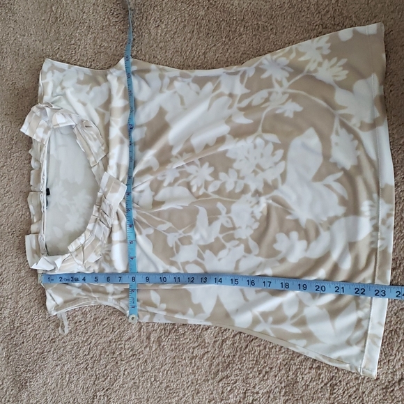 Anne Klein s ribboned vneck artsy floral stretchy flowy top - Picture 6 of 8